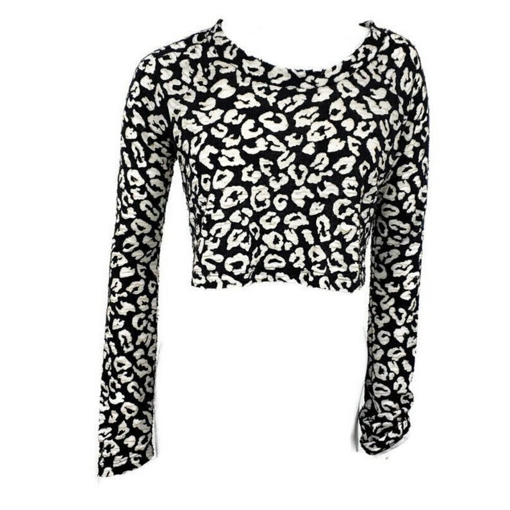 Show Me Your Mumu Mellow Crop Top M/L? Leopard Print Long Sleeve Blouse